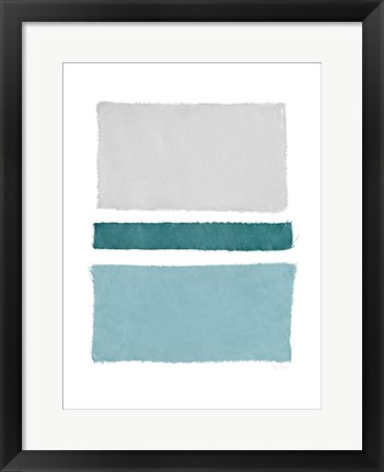 Framed Painted Weaving V Blue Green Print