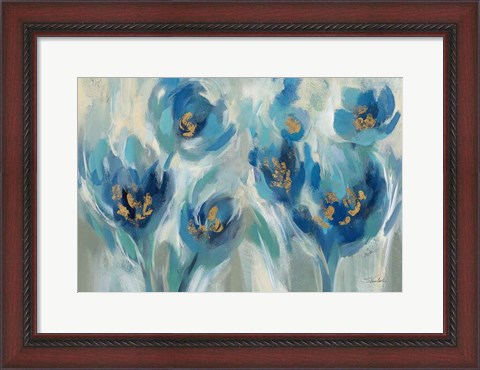 Framed Blue Fairy Tale Floral III Print