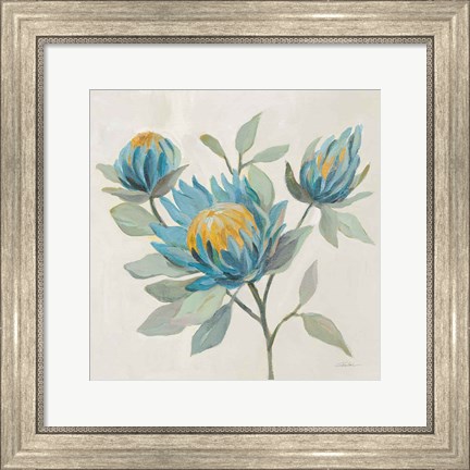 Framed Field Floral II Blue Print