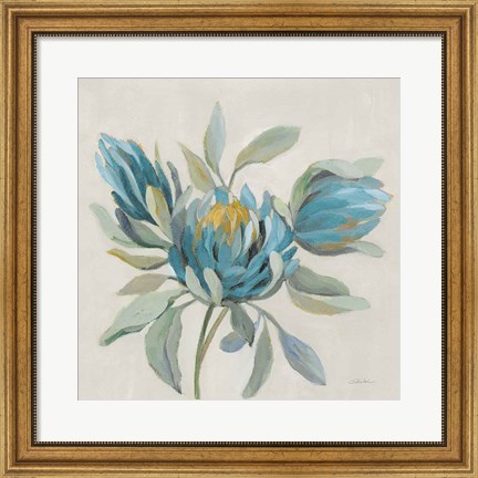 Framed Field Floral I Blue Print