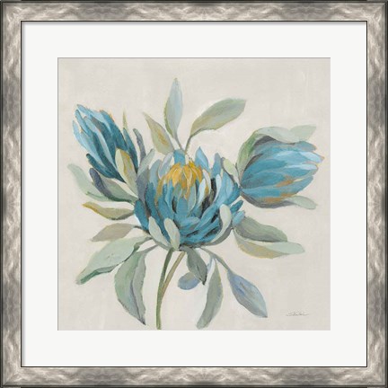 Framed Field Floral I Blue Print