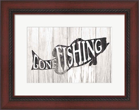 Framed Gone Fishing Sign Print