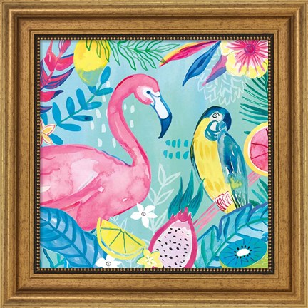 Framed Fruity Flamingos IV Print