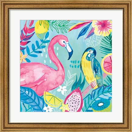 Framed Fruity Flamingos IV Print