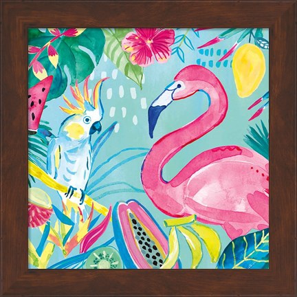 Framed Fruity Flamingos III Print