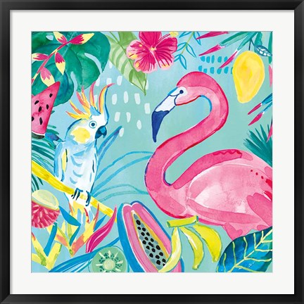 Framed Fruity Flamingos III Print