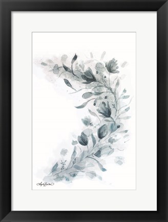 Framed Blue Floral Splash II Print