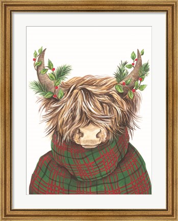 Framed Christmas Highland Cow Print