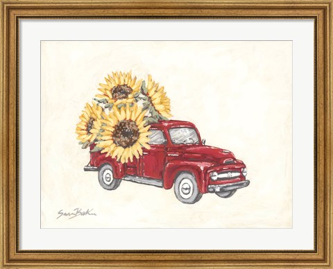 Framed Sunflower Farm Truck Print