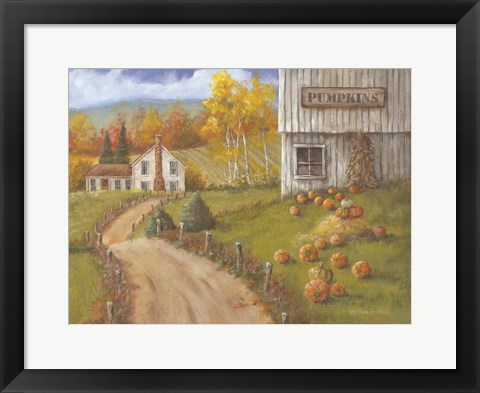 Framed Harvest Pumpkin Farm Print