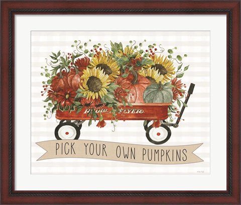 Framed Pick Your Own Pumpkins Wagon Print