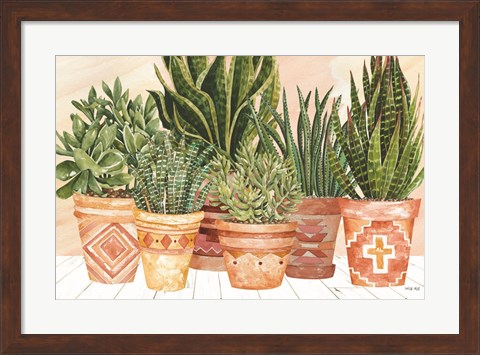 Framed Aztec Potted Plants Print