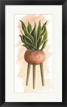 Framed Plant Stand Pot of Flowers II Print