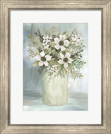 Framed White Blooms I Print
