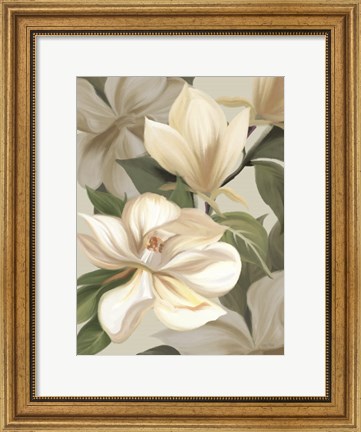 Framed Magnolia Blossoms I Print