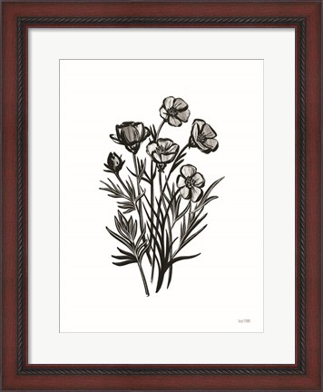 Framed Pen and Ink Wildflower II Print