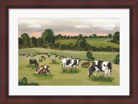 Framed Abstract Field of Cows Print