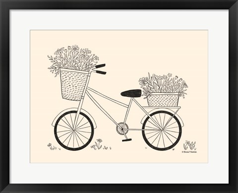 Framed Spring Flower Bike Sketch Print