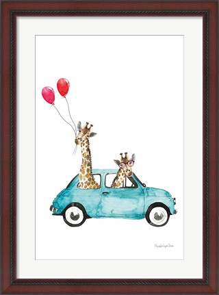 Framed Giraffe Joy Ride III Print