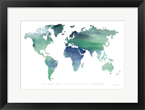 Framed Passport to the World Blue Print