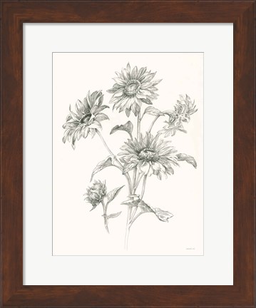 Framed Farm Nostalgia Flowers I Dark Gray Print