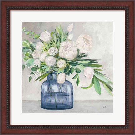 Framed Spring Bouquet Indigo Print