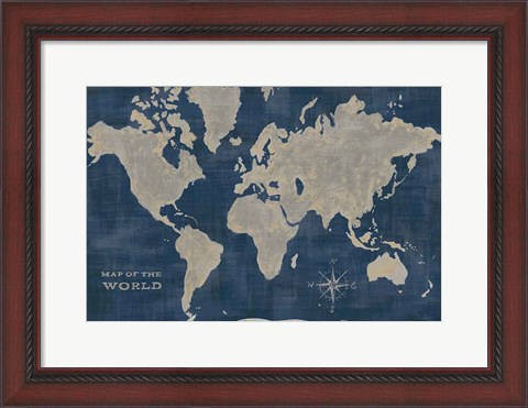 Framed World Map Collage Deep Print