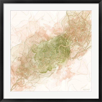 Framed Waves of Peach and Sage Print