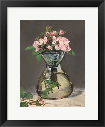 Framed Watercolor Pink Roses Print