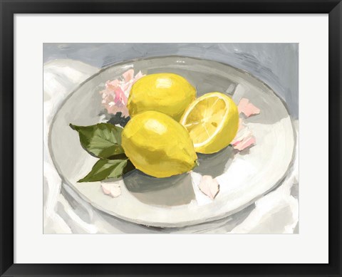 Framed Lemons on a Plate I Print