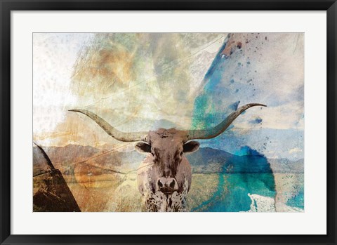 Framed Longhorn Print