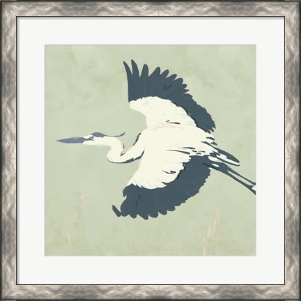 Framed Heron Flying II Print