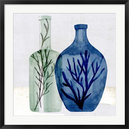 Framed Sea Glass Vase I Print