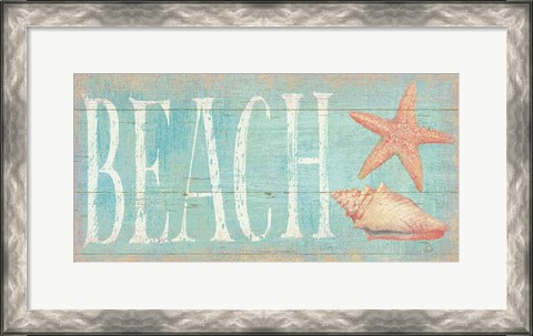 Framed Pastel Beach with Pink Print