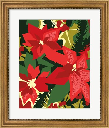 Framed Holiday Poinsettias I Print