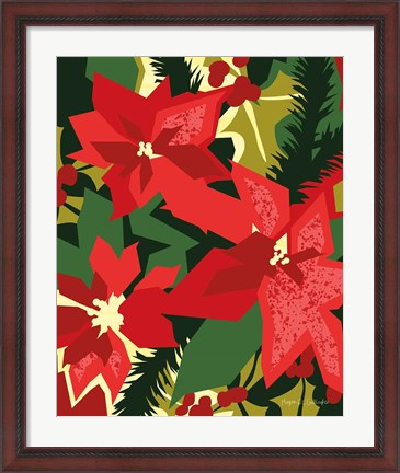 Framed Holiday Poinsettias I Print