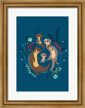 Framed Otter Family Print