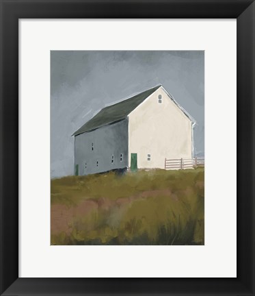 Framed White Barn I Print