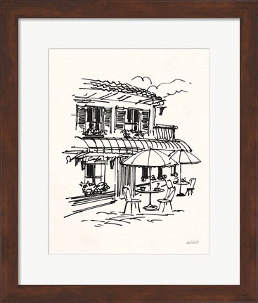 Framed Cafe Sketch I Cream Print