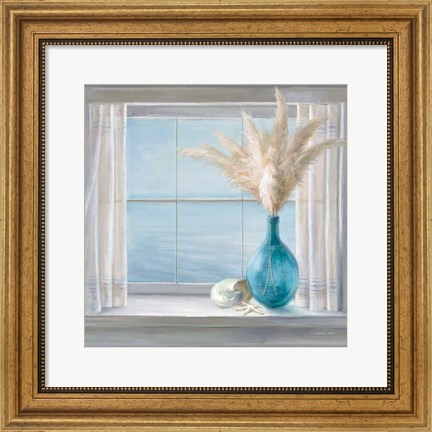 Framed Seaside Cottage View Shell Print