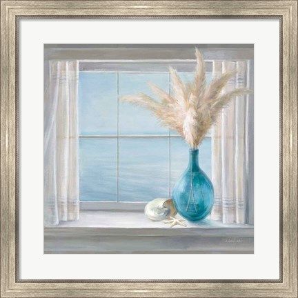 Framed Seaside Cottage View Shell Print