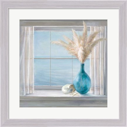 Framed Seaside Cottage View Shell Print