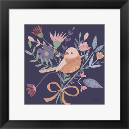 Framed Royal Birds III Purple Print