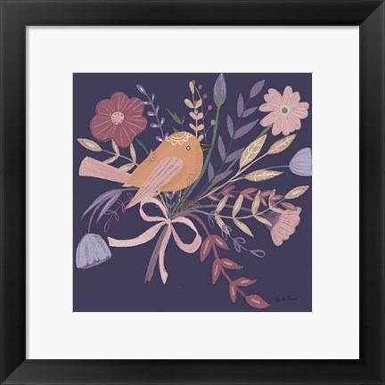 Framed Royal Birds II Purple Print