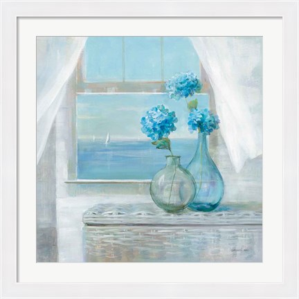 Framed Beach House Hydrangeas Print