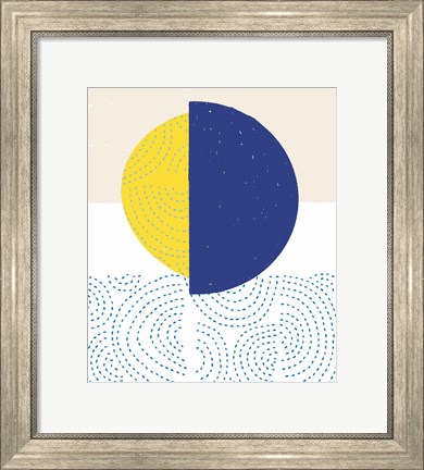 Framed Blue and Yellow Mod Circles I Print