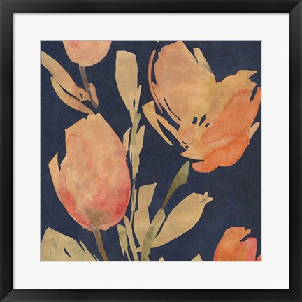 Framed Dark Orange Tulips I Print