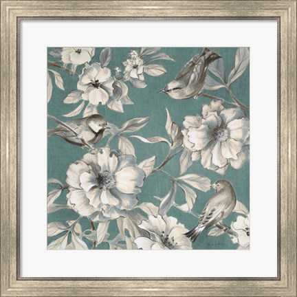 Framed Peonies and Birds Print