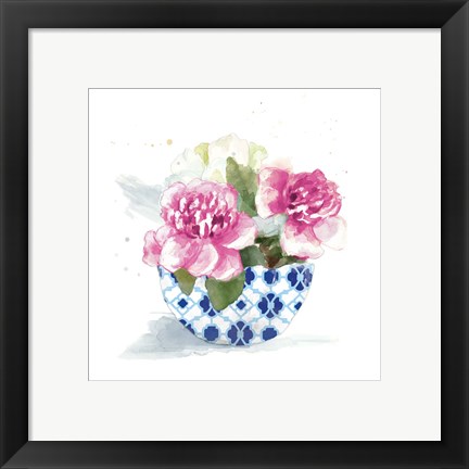 Framed Peonies In A Bowl I Print