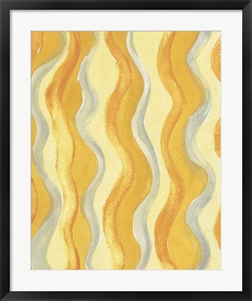 Framed Yellow and Gray Waves Print
